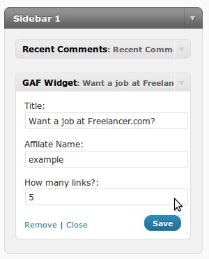 GAF affiliate widget